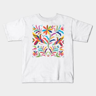 Mexican Otomí Floral Composition / Colorful & happy art by Akbaly Kids T-Shirt